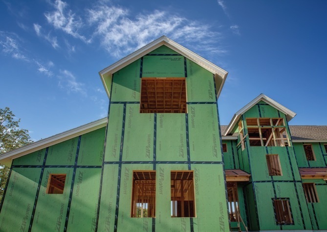 A house under construction using Zip System by Huber