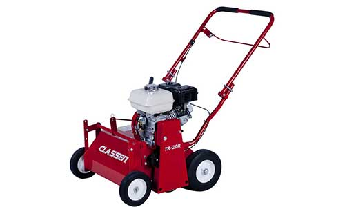 A red Classen TR-20 Dethatcher is pictured.